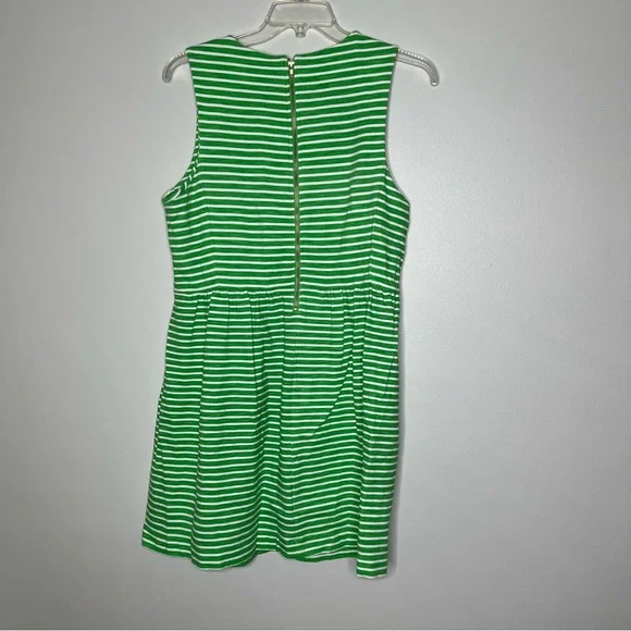 J. Crew Factory Green and White Stripe Sleeveless Exposed Zipper Dress Size XL - Picture 9 of 9